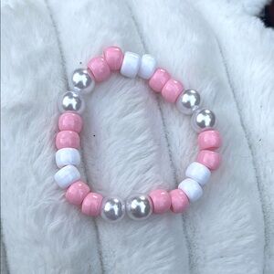 Pink and White Beaded Bracelet